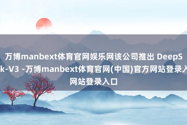 万博manbext体育官网娱乐网该公司推出 DeepSeek-V3 -万博manbext体育官网(中国)官方网站登录入口