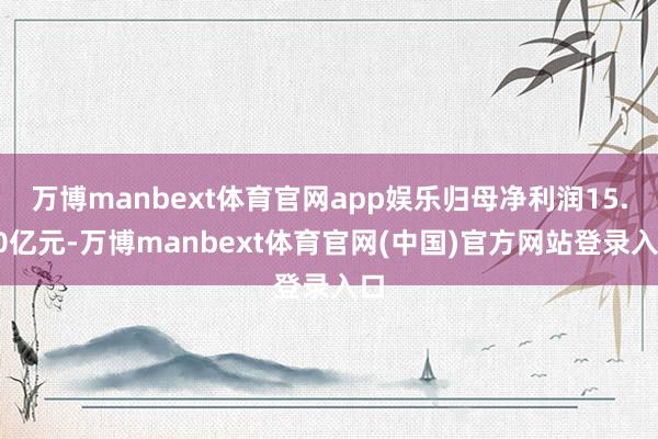 万博manbext体育官网app娱乐归母净利润15.80亿元-万博manbext体育官网(中国)官方网站登录入口