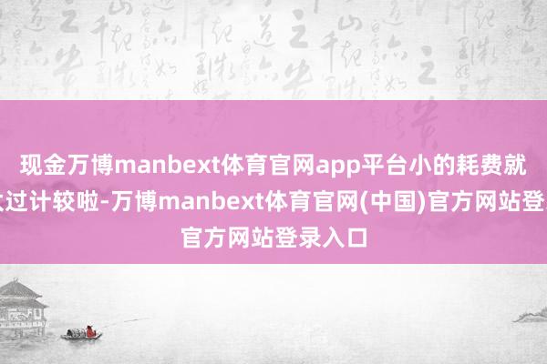 现金万博manbext体育官网app平台小的耗费就不要太过计较啦-万博manbext体育官网(中国)官方网站登录入口